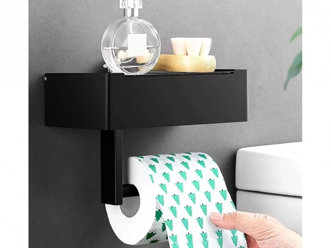 Loft stílusú fekete WC papírtartó doboztartóval