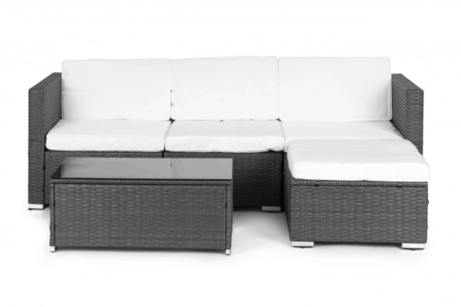 Rattan kerti ülőgarnitúra moduláris sarokkanapéval és szürke asztallal MultiGarden