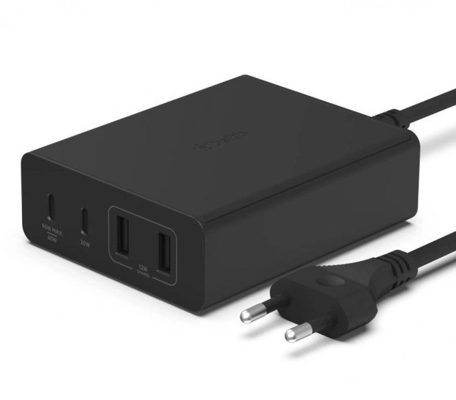 Négyportos 108W GaN töltő 2x USB-A 2x USB-C fekete