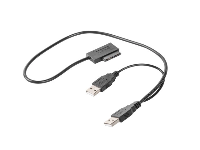 USB típusú férfi adapter + áramellátás SATA Slim SSD-hez kábelen