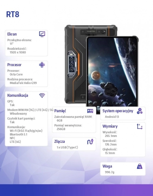 Strapabíró Tablet 6/256GB Narancs