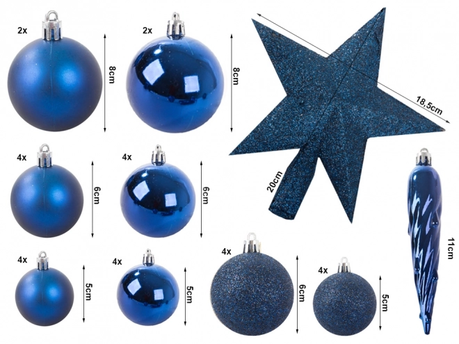 Karácsonyi díszek kék csillogó csillag