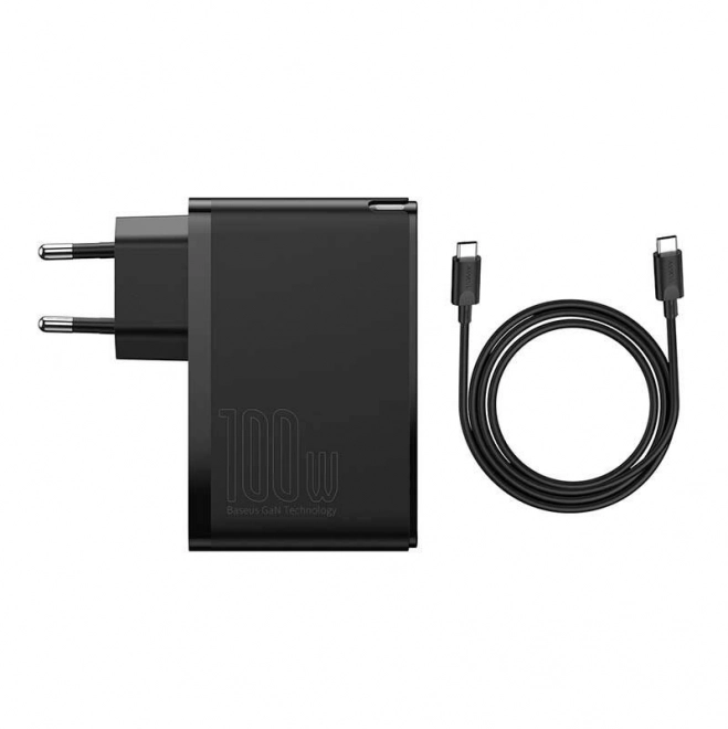 Baseus GaN2 Pro Quick 2x USB 2x USB-C, 100W, EU, utazási töltő Baseus GaN2 Pro Quick 2x USB, 100W, EU – Fekete