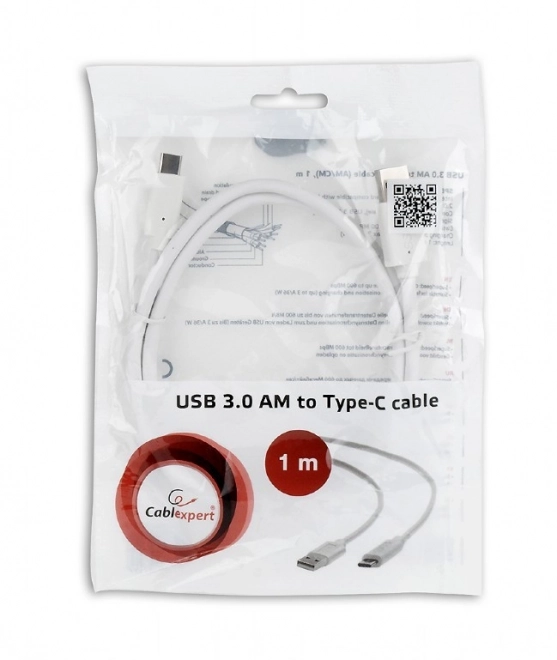 USB 3.0 C típusú kábel fehér színben