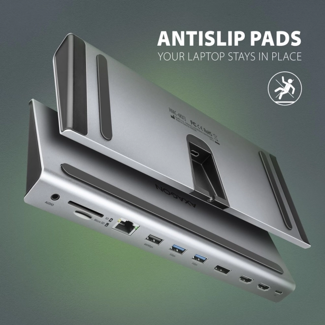 USB-C többportos hub 5Gbps, 3x USB-A, 2x HDMI + DP + GLAN + SD/microSD + audio, PD 100W