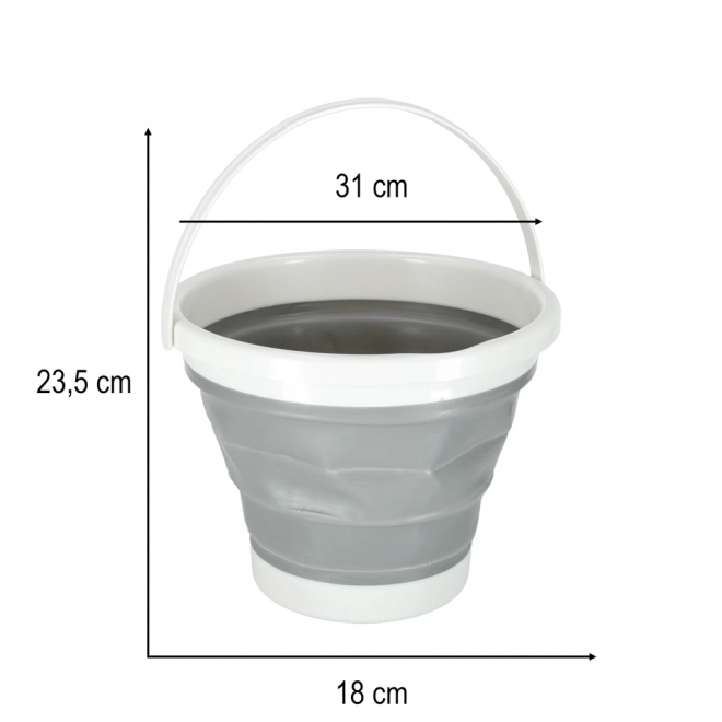 Összecsukható szilikon vödör kempinghez, gombásáshoz és horgászathoz, 10 L, szürke