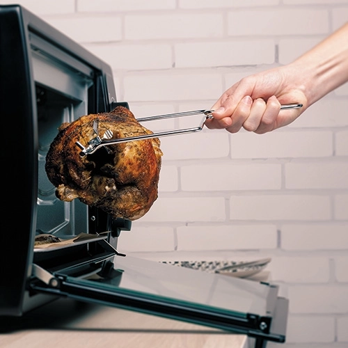 360°-os rotisserie a szaftos húsért