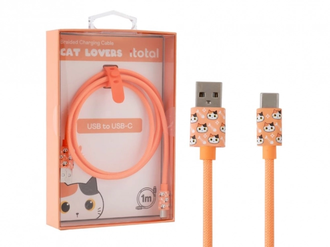 USB-C kábel narancssárga macskával