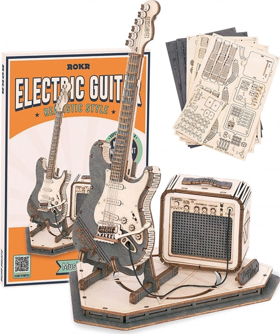 Fából készült 3D puzzle elektromos gitár Roboról