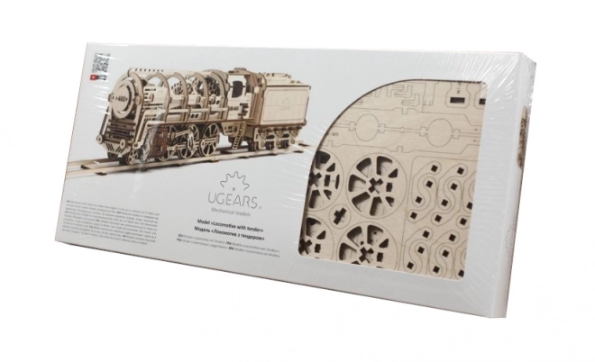 Mechanikus fa puzzle UGEARS - Gőzmozdony tendervel