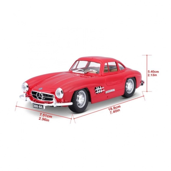 Bburago Mercedes Benz 300SL modellautó 1:24 méretarányban piros