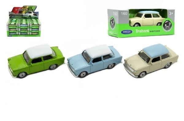 Stílusos Trabant Autó 1:60 Fém 7cm - Szabadonfutó