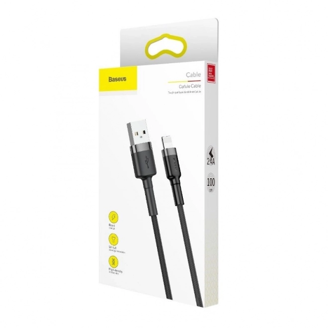 baseus lightning usb kábel 2,4 a 0,5 m szürke-fekete