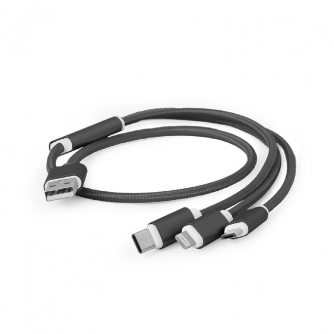 3 az 1-ben töltő USB kábel - fekete, 1m