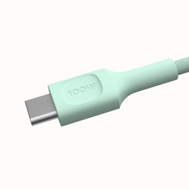Zöld nylon USB-C - USB-C 100W töltőkábel 1,2m