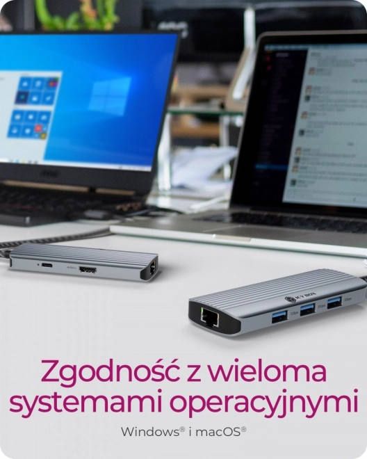 6 az 1-ben asztali dokkoló állomás HDMI-vel, USB-vel, PD-vel és LAN-nal