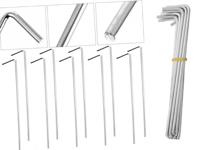 Acél sátorcövek készlet 24cm 10 darab akasztó és hurok