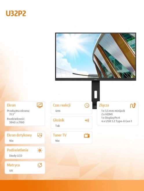 Prémium 32 hüvelykes 4K VA monitor HDMI DP Pivot funkcióval