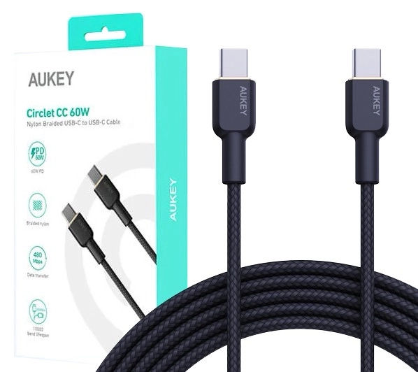 Gyors tölthető AUKEY USB C - USB C kábel 1.8m