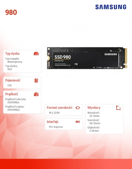 Nagysebességű Samsung NVMe SSD 980 1TB