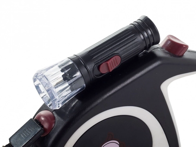 Automatikus kutyapóráz LED-del, fekete, 5m, max 15 kg