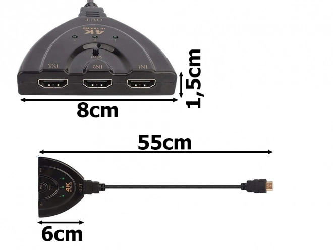 hdmi elosztó kapcsoló 3 az 1-ben 4k