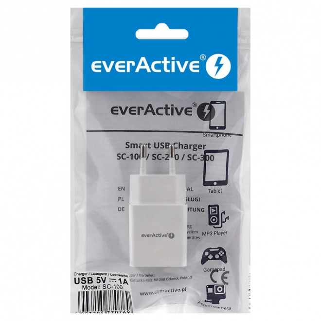 Fehér everActive iQ Smart USB fali töltő