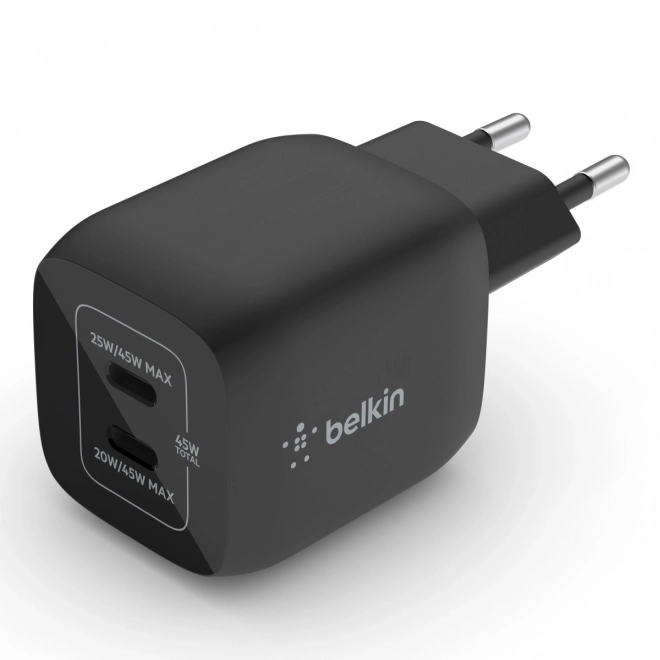 Dupla falió töltő 45W USB-C GAN PPS fekete