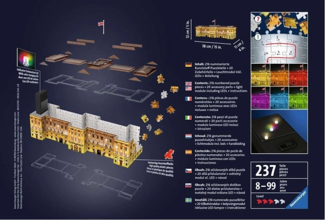 Világító 3D puzzle éjszakai kiadás Buckingham-palota
