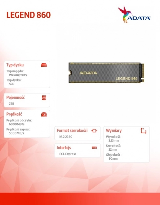 Legend 860 SSD meghajtó 2TB PCIe 4x4