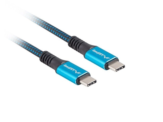 Usb-c kábel lanberg usb4 1,2 m 100 w 8k 60hz fekete-kék