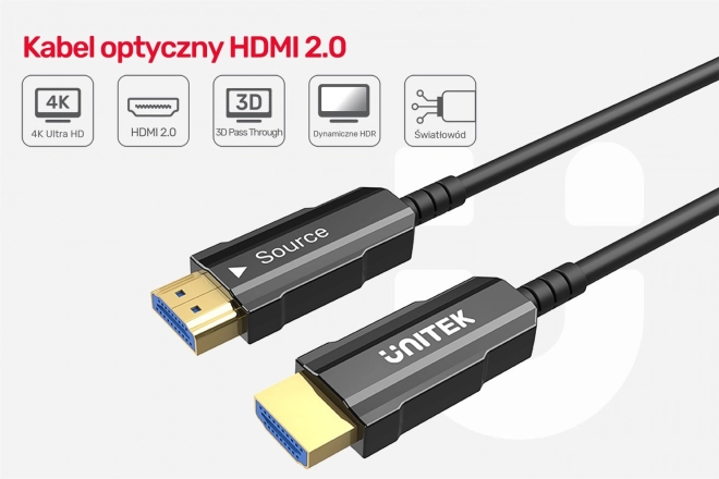 Kiváló minőségű HDMI 2.0 optikai kábel UltraHD 4K 20m