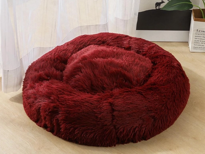 Bolyhos macskaágy puha kanapé párna 80 cm – bordó
