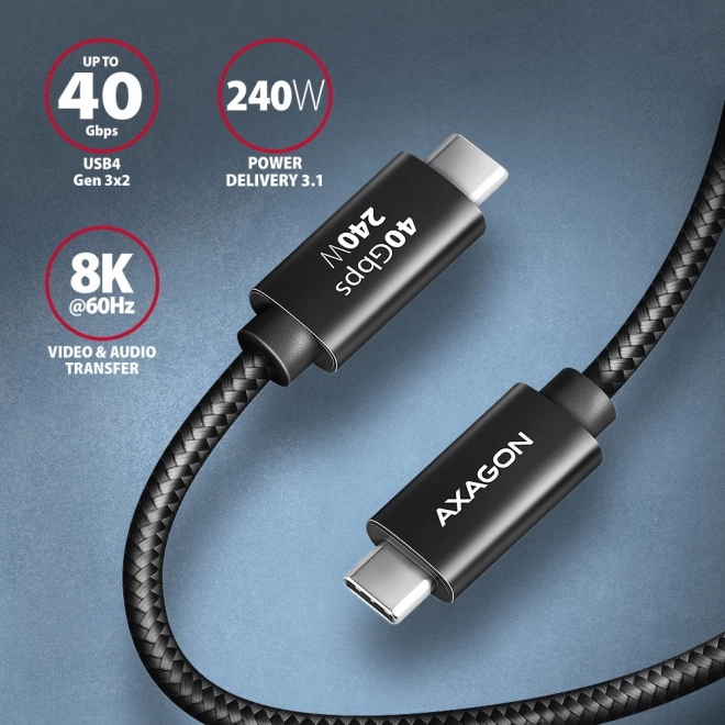 Prémium USB-C - USB-C kábel 1m, 240W PD, 8K kompatibilis, AXAGON