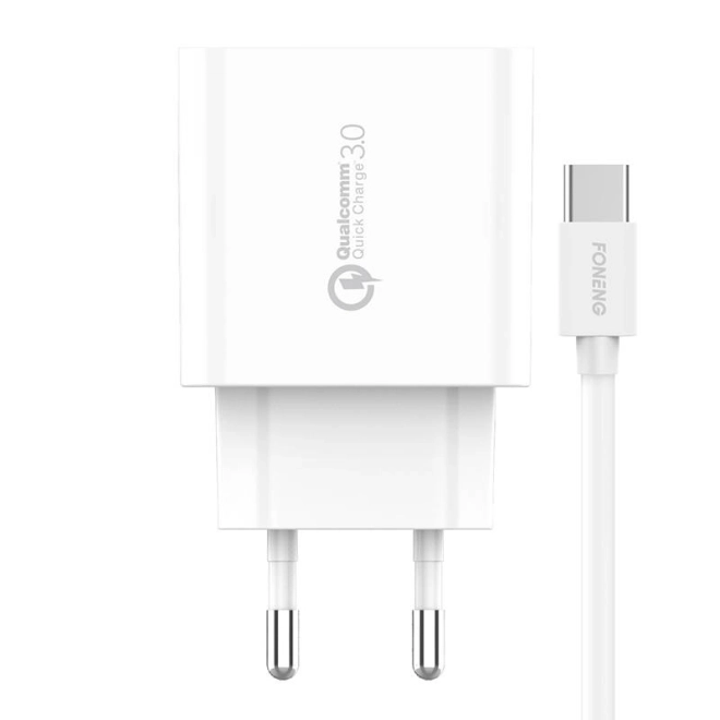 gyors töltő Foneng 1x USB QC 3.0 + USB C típusú kábel