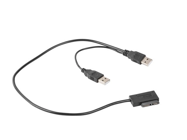 USB típusú férfi adapter + áramellátás SATA Slim SSD-hez kábelen