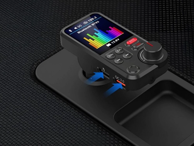 Bluetooth FM adó 5.0 autós kihangosító USB TF bass LCD