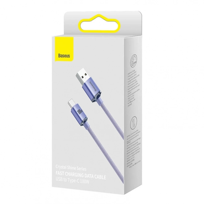 Kristályfény Gyors töltő- és adatkábel USB-C, lila