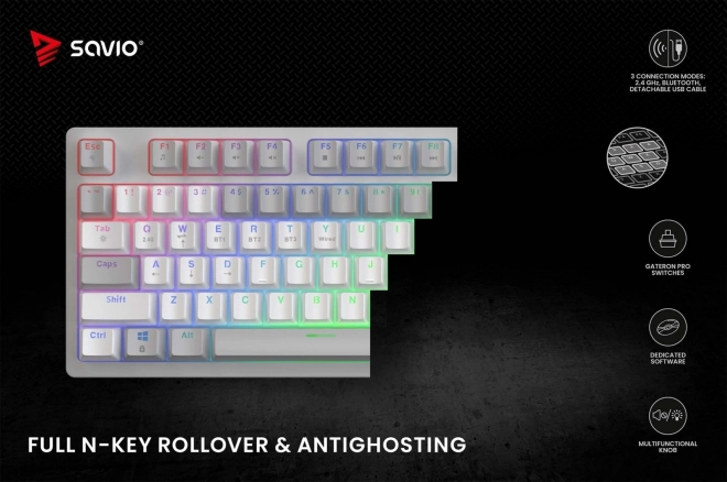 Vezeték nélküli mechanikus billentyűzet Phenix White Gateron Red Pro