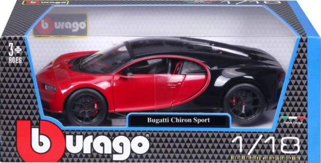 Bburago 1:18 sport piros Bugatti Chiron modellautó