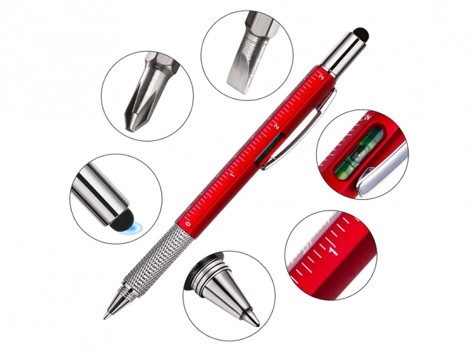 Multifunkcionális toll csavarhúzó multitool 6 az 1-ben vízmérték klipsz