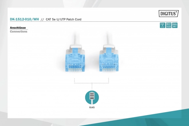 Digitus U/UTP kategória 5e ethernet kábel 1m fehér