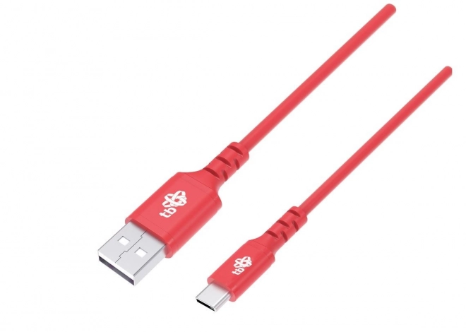 Piros szilikonos USB - USB-C töltőkábel 1m gyors töltéssel