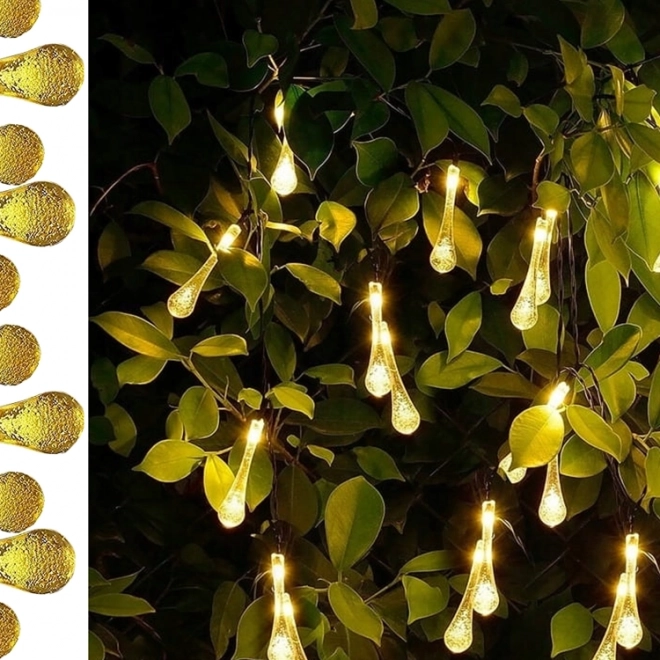Napelemes kerti LED fényfüzér terasz erkély 50 LED