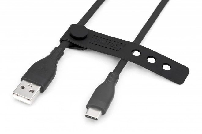 USB-A - USB-C szilikon töltő- és adatkábel, 60W, 0,5m fekete
