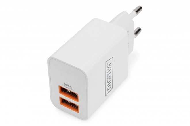 Fehér USB hálózati töltő 2x USB-A 15,5W