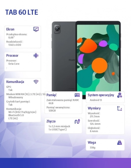 Tablet 8.68 colos LTE 6/128GB szürke