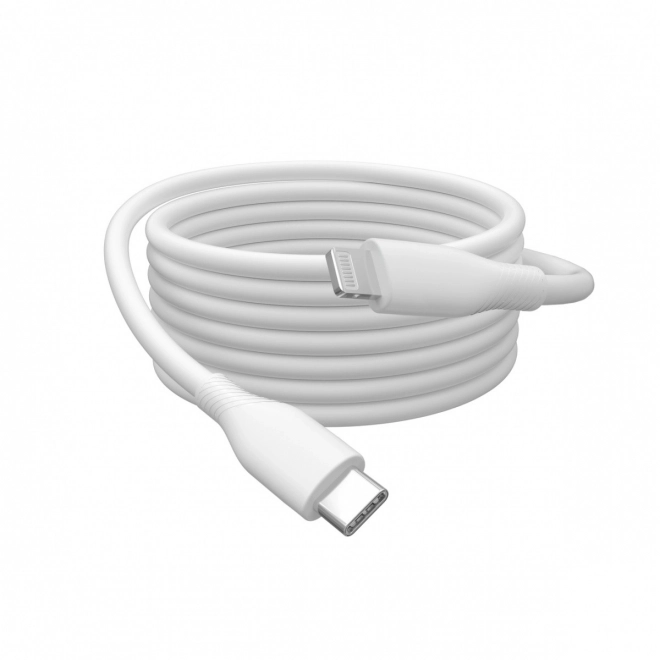 Töltőkábel szilikon USB-C - Lightning, USB 2.0, MFI tanúsítvánnyal, 60W, 1m, Fehér