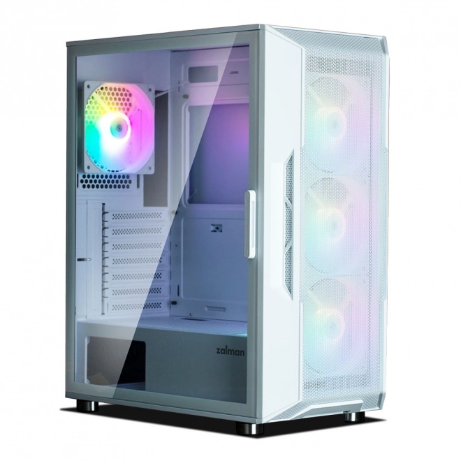 Atx középtorony rgb ház 4 ventilátorral, fehér