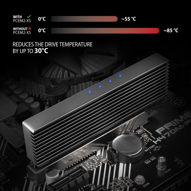 PCIE M.2 NVMe adapter hűtőbordával